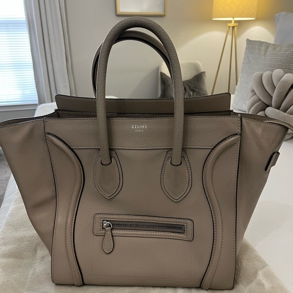 Celine Taupe Leather Mini Luggage Tote - Picture 1 of 9